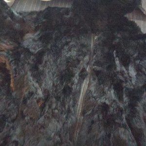 Rabbit fur coat with hood